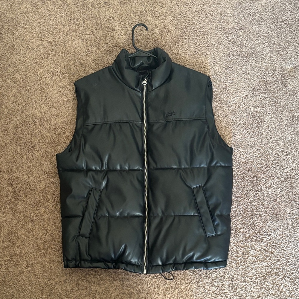 Pull&Bear Faux Leather Puffer Vest – Black